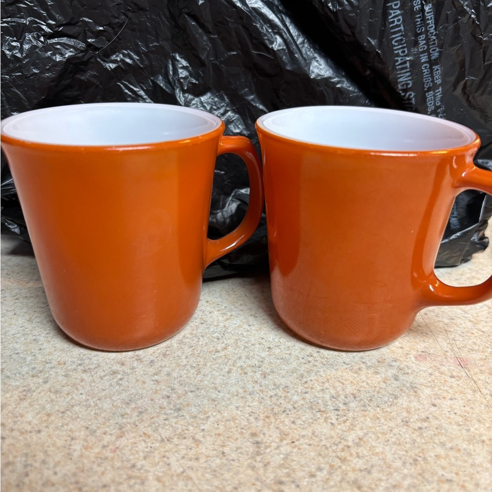 Pyrex Orange/Rust color Mug Pair